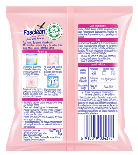 50g Fasclean Luxury Perfume Detergent Powder